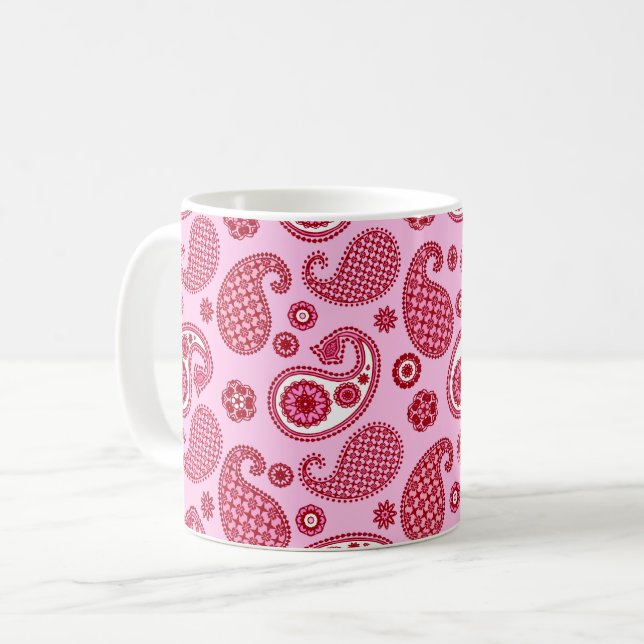 Taza De Café Patrón paisley, menta rosa y blanco (Anverso izquierdo)