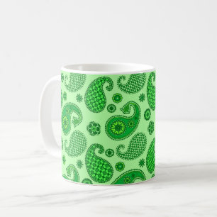 Taza De Café Patrón Paisley, tazón de café verde limón y esmera