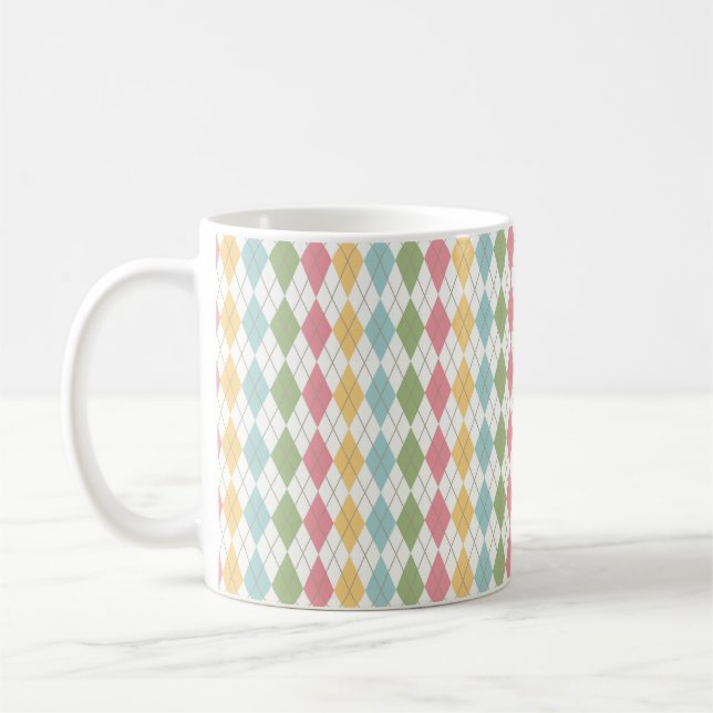 Taza De Café Patrón Pastel Argyle (Izquierda)