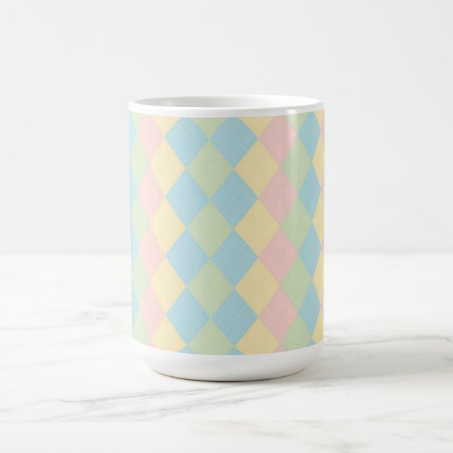 Taza De Café patrón pastel de primavera de argyle (Centro)