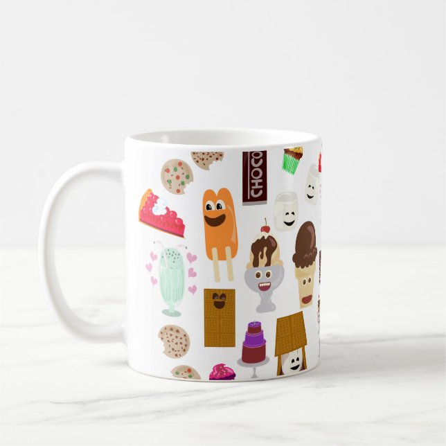 Taza De Café Patrón Personalizado de caracteres de alimentos al (Izquierda)