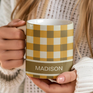 Taza De Café Patrón Personalizado de Cuadro de Verificación