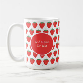 Taza De Café Patrón personalizado de fresa blanca y roja