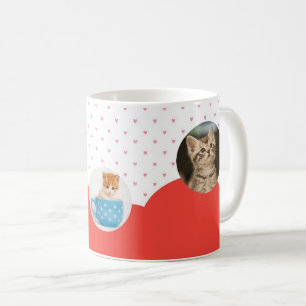 Taza De Café Patrón personalizado de gatitos lindos y corazones