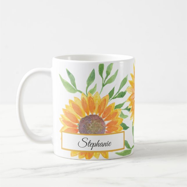 Taza De Café Patrón personalizado de girasoles amarillos para c (Izquierda)