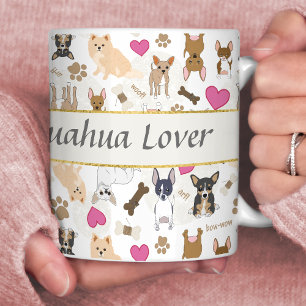 Taza De Café Patrón Personalizado de Perritos Chihuahua Adorabl