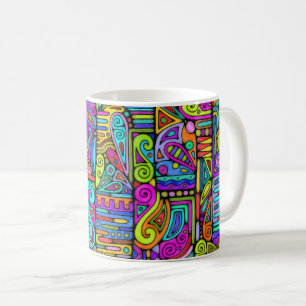 Taza De Café Patrón Pintado A Mano Y Digitalmente Art. 5