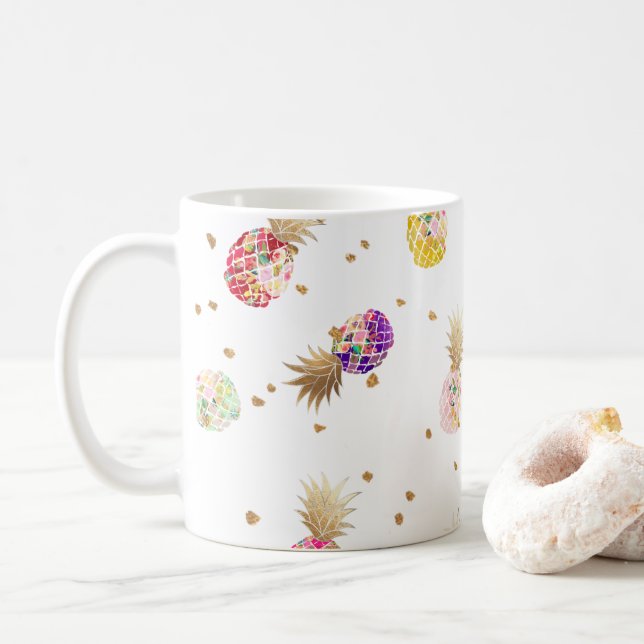 Taza De Café Patrón PixDezines Aloha Pineapples (Con donut)