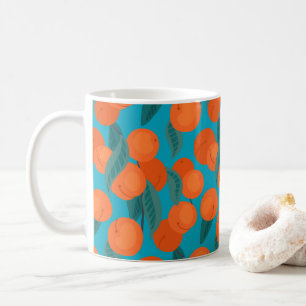 Taza De Café Patrón plano sin fisuras con melocotones en ramas