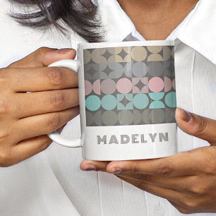 Taza De Café Patrón Popart Personalizado de Círculos Cuadrados 