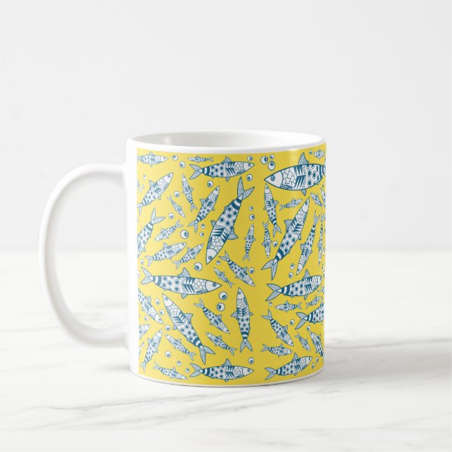 Taza De Café Patrón portugués de sardinas de Lisboa Azulejos am (Izquierda)