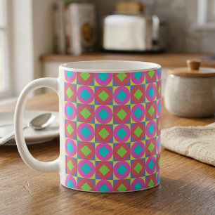 Taza De Café Patrón psicodélico abstracto geométrico vibrante