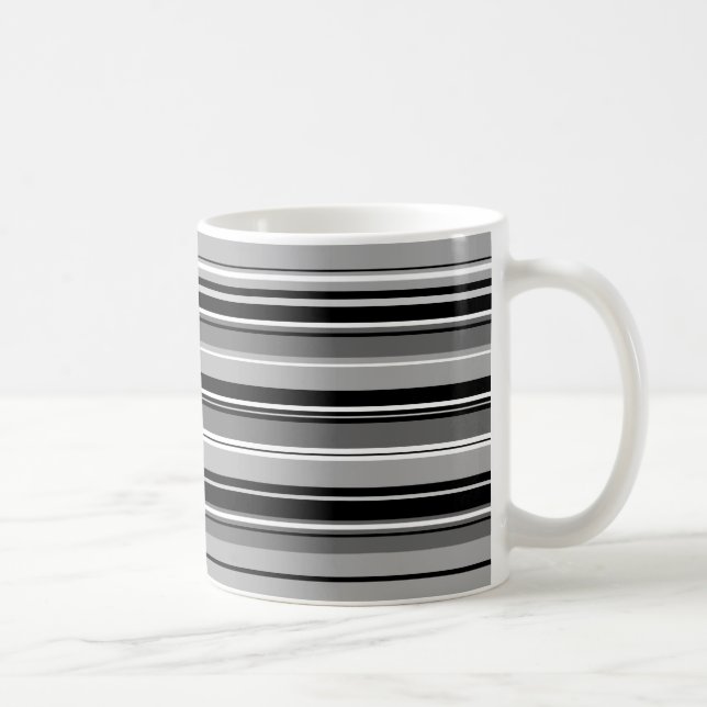 Taza De Café Patrón rayado mixto gris blanco negro (Derecha)