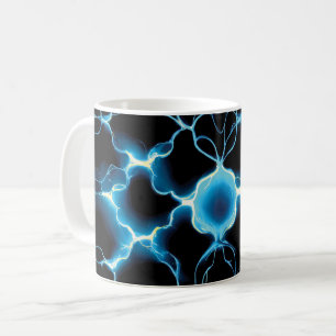 Taza De Café Patrón repetido de sinapsis eléctrica azul