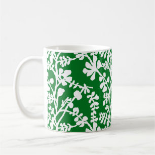 Taza De Café Patrón Repetidor De Flores Verde Y Blanco