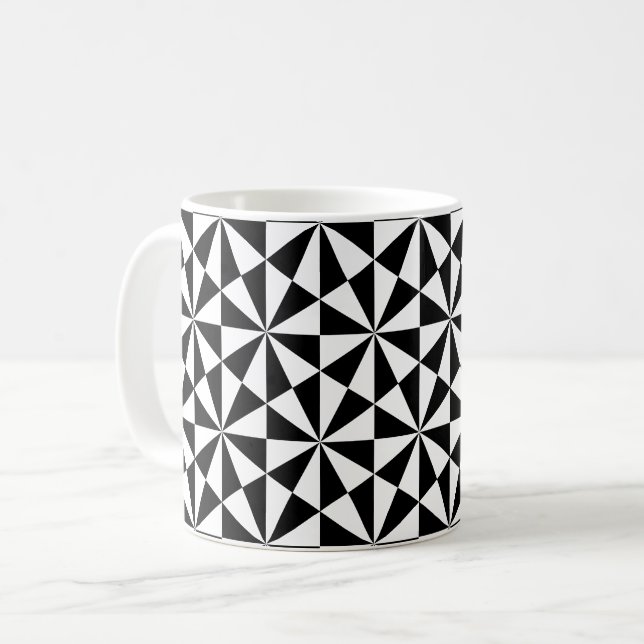 Taza De Café Patrón retro Art Deco del Triángulo Blanco Negro c (Anverso izquierdo)