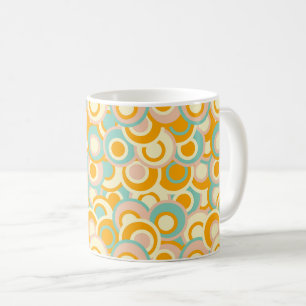 Taza De Café Patrón retro colorido en tonos pastel de naranja