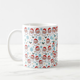 Taza De Café Patrón Retro de caras de Santa de Navidad