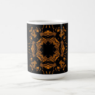 Taza De Café Patrón retro de damascos florales de cobre negro y