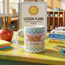 Taza De Café Patrón Retro de Escuela para Maestros 