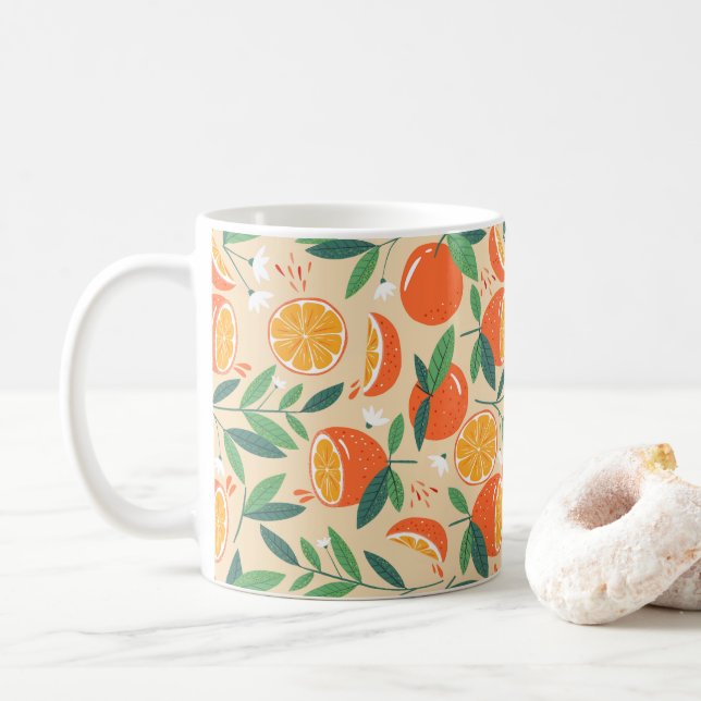 Taza De Café Patrón retro de fruta de cítricos naranja (Con donut)