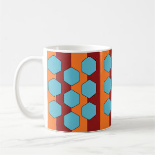 Taza De Café Patrón Retro de los 70 Naranja Rojo Verdeagua