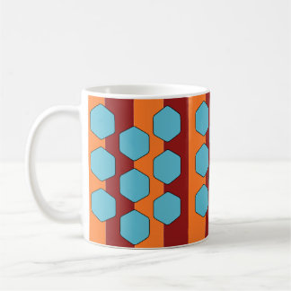 Taza De Café Patrón Retro de los 70 Naranja Rojo Verdeagua