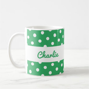 Taza De Café Patrón Retro de Lunares Verdes