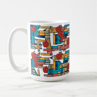 Taza De Café Patrón Retro de Manzanas Libros Lápices para Maest
