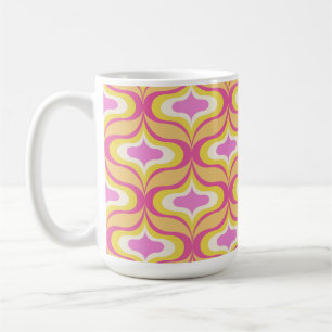 Taza De Café Patrón Retro Naranja Rosa Blanco
