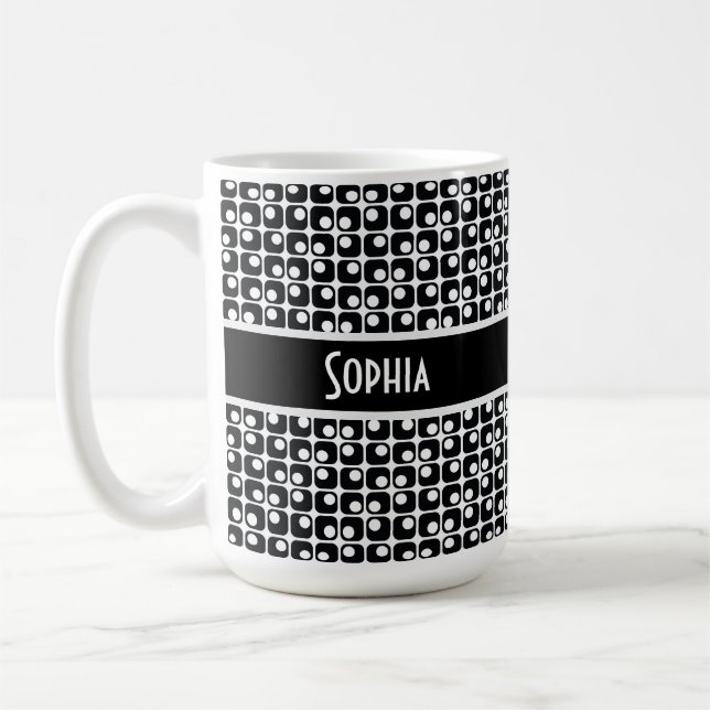 Taza De Café Patrón retro único en blanco y negro personalizado (Izquierda)