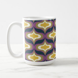Taza De Café Patrón Retro Verde Marino Amarillo Blanco