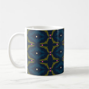 Taza De Café Patrón Retro Vintage Azul Profundo 