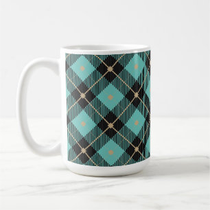 Taza De Café Patrón revestido de Aqua negro moderno
