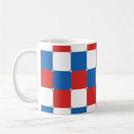 Taza De Café Patrón rojo blanco y azul a cuadros