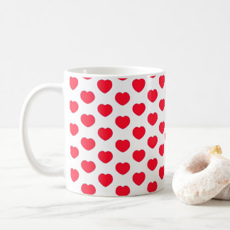 Taza De Café Patrón rojo del corazón blanco