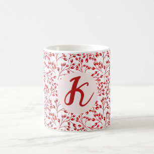 Taza De Café Patrón rojo flojo Moderno Elegante Monogramado