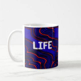 Taza De Café Patrón rojo ondulado y azul Mug