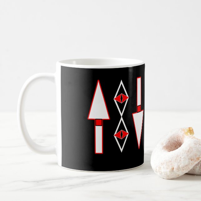 Taza De Café Patrón rojo y negro, inspiración de tendencia (Con donut)