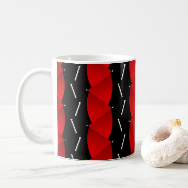 Taza De Café Patrón rojo y negro, inspiración de tendencia (Con donut)