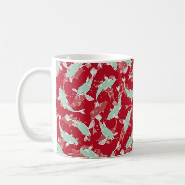 Taza De Café Patrón rojo y verde - Koi Fish (Izquierda)
