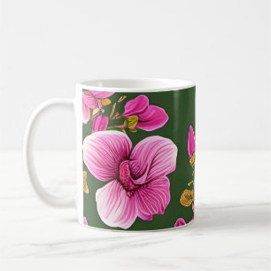 Taza De Café Patrón romántico de las orquídeas púrpura