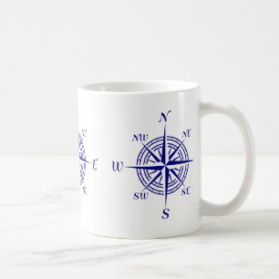 Taza De Café Patrón Rosa de la brújula de la decoración de la c
