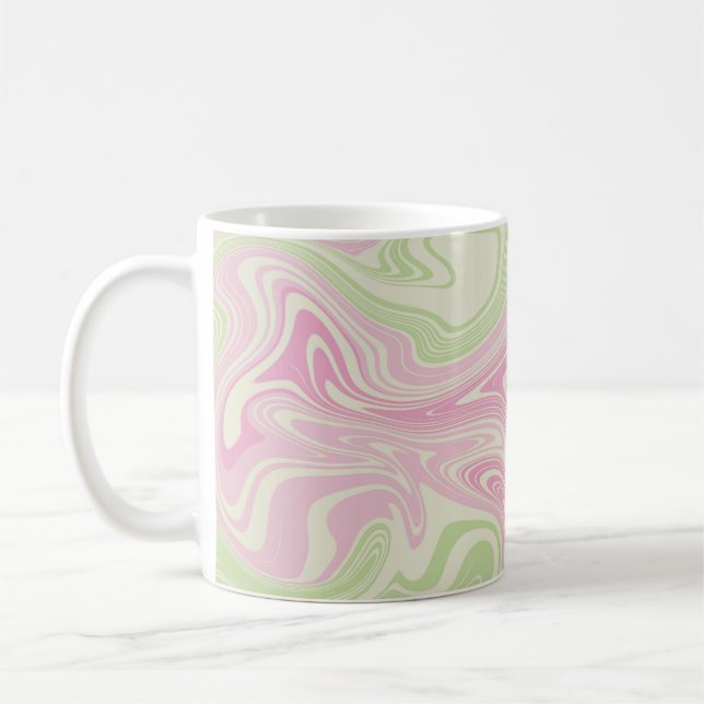 Taza De Café Patrón rosa Verde De Swirl Líquido (Izquierda)