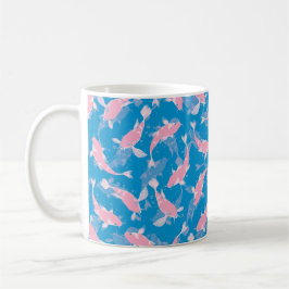 Taza De Café Patrón rosa y azul - Koi Fish