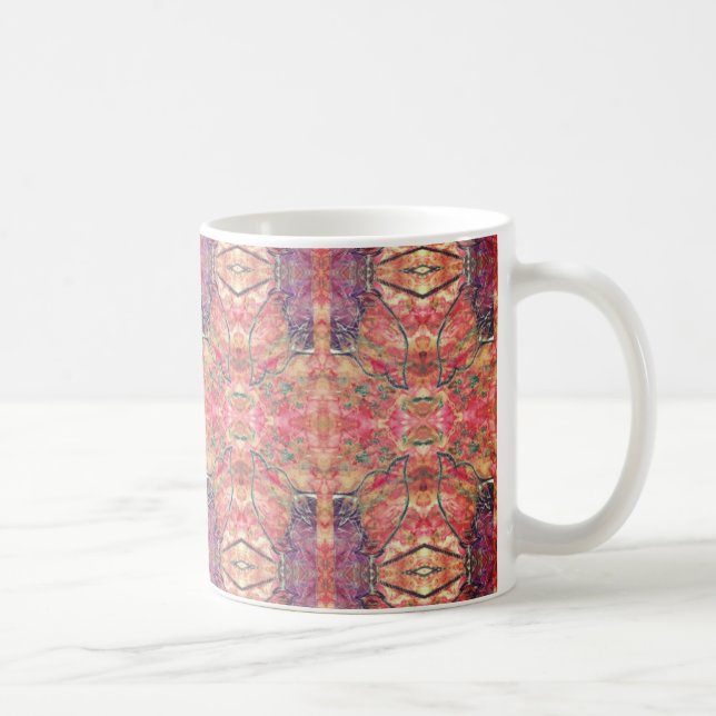 Taza De Café Patrón rosa y púrpura (Derecha)