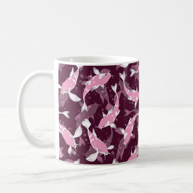 Taza De Café Patrón rosa y púrpura - Koi Fish (Izquierda)