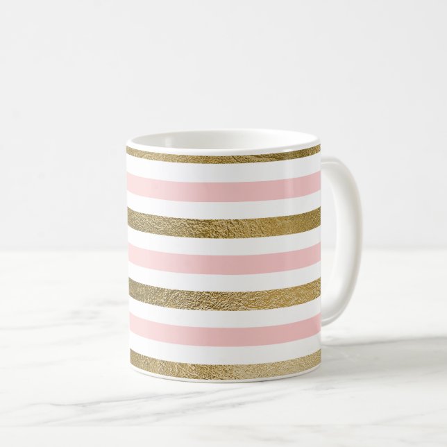 Taza De Café Patrón Rubor rosado, blanco y Relieve metalizado d (Anverso derecho)