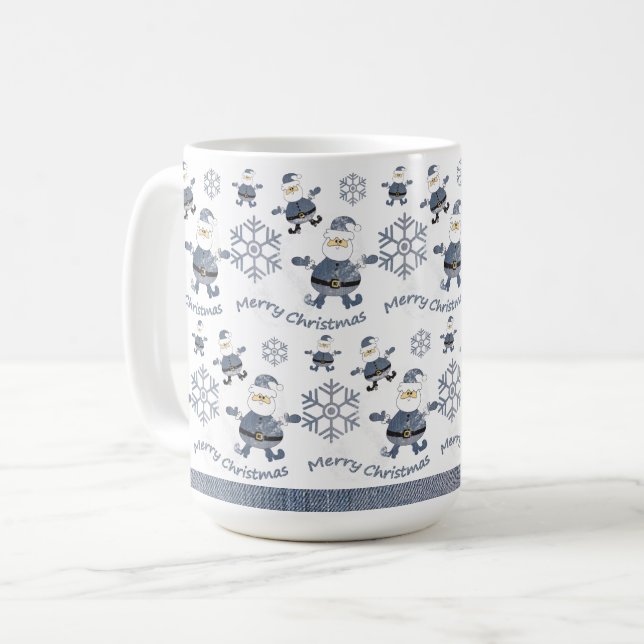 Taza De Café Patrón Santa de Navidades de Denim Cuitos (Anverso izquierdo)
