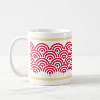 Taza De Café Patrón Seigaiha Rojo (Onda)